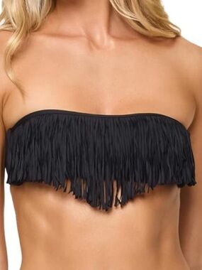 L*Space Dixie Fringe Bikini Top in Black